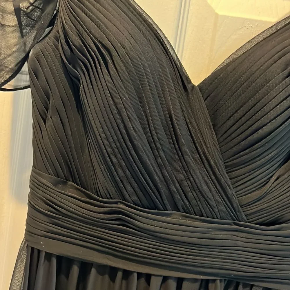 Kleinfeld Sleeveless A-Line/Princess Off The Shoulder Floor Length Dress Black - Picture 8 of 16